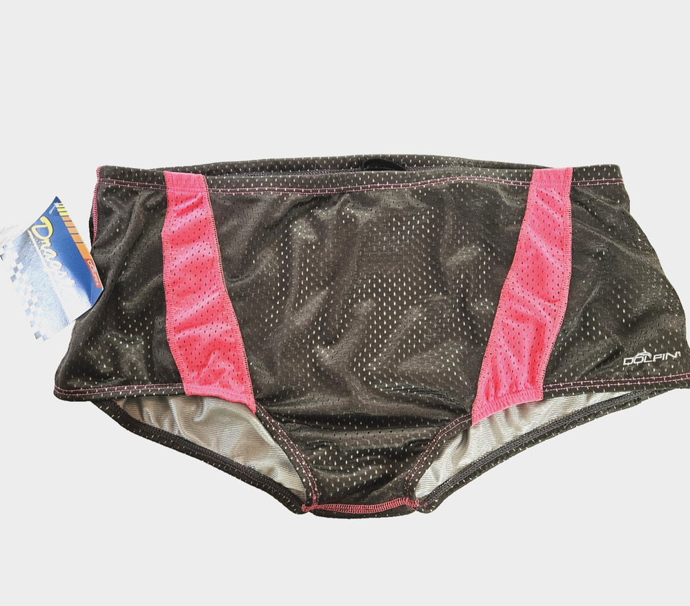 NWT Dolfin Dragster Mesh Swim Shorts Mens Size 34 Gray Pink stripe